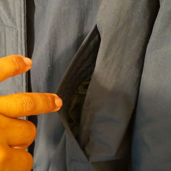 Nuage| Blue  and Orange Lined Long Heavy Winter Jacket - Picture 2 of 8